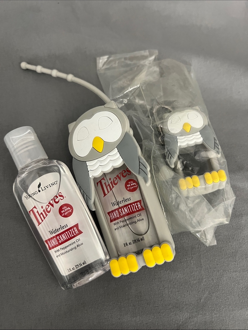 YoungLiving Thieves Hand Sanitizer Holder with Owl Silicone Holder